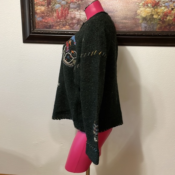 Woolrich Pure New WOOL Button Christmas Snowmen Sweater Tree Snowflakes Cardigan - Picture 2 of 13